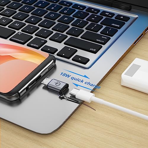 USB C to Micro USB Adapter, Supports 18W Fast Charging, Used for USB C Female to Micro Male Adapter (2 Sets), Cannot be Used for Earphone Audio Playback - color: grey-2