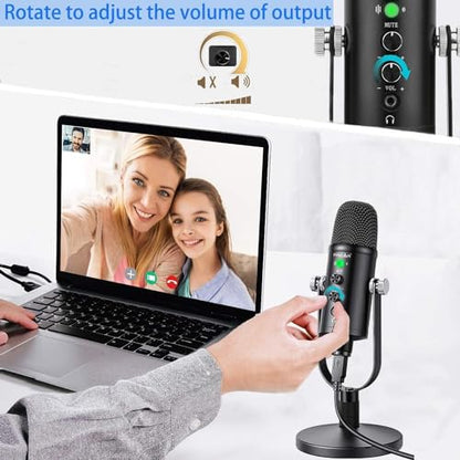 Microphone for Podcast, USB Microphone Kit for Phone, PC/Micro/Mac/Android,Professional Plug&Play Studio Mic with Stand for Gaming, Online Chatting, Videos, Voice Overs, Streaming - color: black A