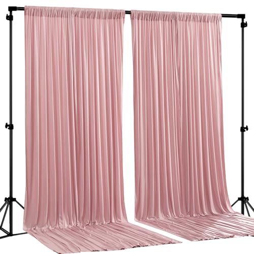 Rose Backdrop Curtains-Wrinkle-Free Polyester Photography Drapes Party Curtain Background for Baby Shower Wedding Decorations- 8 X10FT - color: Tea Rose, size: W4' x H10'(2 panels)