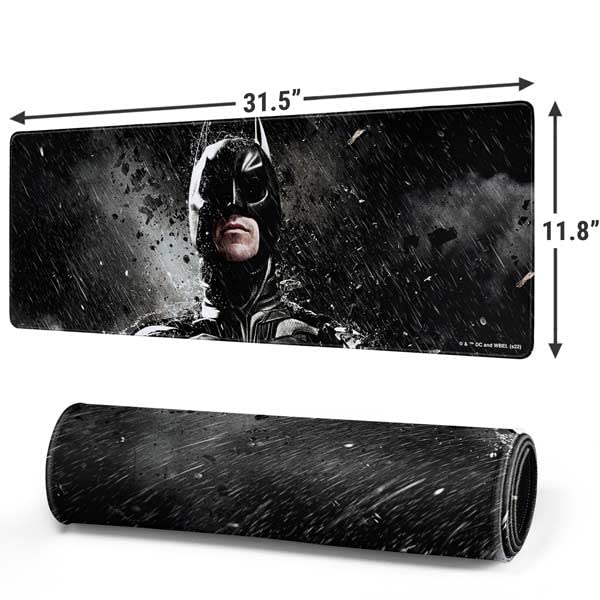 Skinit Large Gaming Mouse Pad - Officially Licensed The Dark Knight Rises Raining Design with Stitched Edges, Waterproof, Non-Slip Rubber Base, Desk Mat for Keyboard & Mouse, 31.5" x 11.8" inches - color: Black - DRKNTR03, size: 31.5" x 11.8"