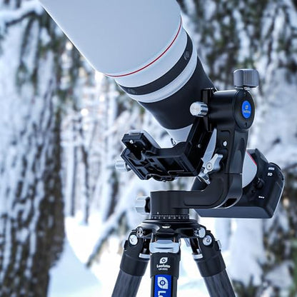 Leofoto Camera Gimbal Head, Aluminum Folding Gimbal Head with 3/8"-16 Hole and 1/4"-20 Threaded for Mounting Tripod/LED Panels/Monitors/Microphones, Max Load to 25kg/55.12lb (PG-2-Black) - color: PG-2-Black-Max Load 55.12lb