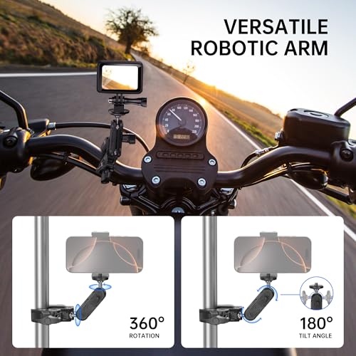ATUMTEK Super Camera Clamp Mount with 1/4" and 3/8" Threads, Dual Ballhead Magic Arm 360° Ball Head Grip, Phone/Action Camera Mount Adapter for Canon Nikon DSLR Camera, GoPro/Insta360/INSTAX/DJI