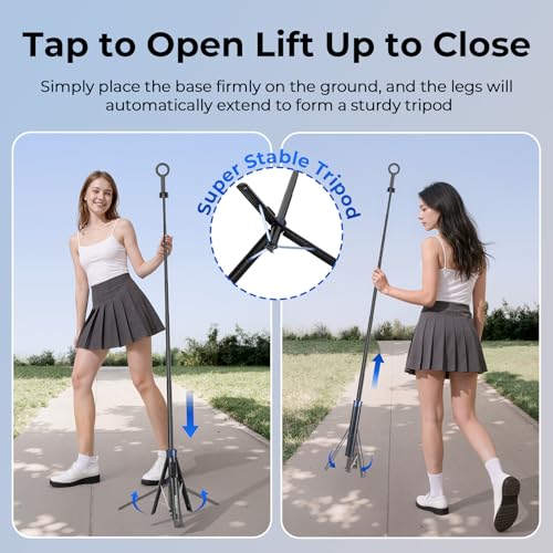 Kaitezenz Auto-Open Magnetic Selfie Stick Tripod for iPhone MagSafe, 71" Cell Phone Tirpod Stand with Metal Ring & Rechargeable Remote for Video Recording Vlogging Black