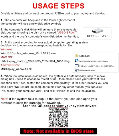 USB to HDMI Adapter 1080P 60Hz, USB A 3.0 to HDMI Adapter for Monitor, TV, Projectors, Compatible with Mac OS Windows 7/8/10/11 - Requires Driver Installation
