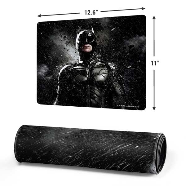 Skinit Small Gaming Mouse Pad - Officially Licensed The Dark Knight Rises Raining Design with Stitched Edges, Waterproof, Non-Slip Rubber Base, Desk Mat for Keyboard & Mouse, 12.6" x 11" inches - color: Black - DRKNTR03, size: 12.6" x 11"