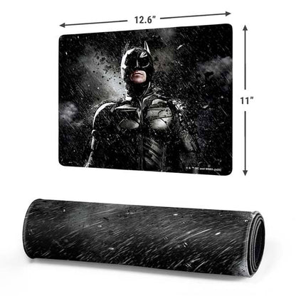 Skinit Small Gaming Mouse Pad - Officially Licensed The Dark Knight Rises Raining Design with Stitched Edges, Waterproof, Non-Slip Rubber Base, Desk Mat for Keyboard & Mouse, 12.6" x 11" inches - color: Black - DRKNTR03, size: 12.6" x 11"