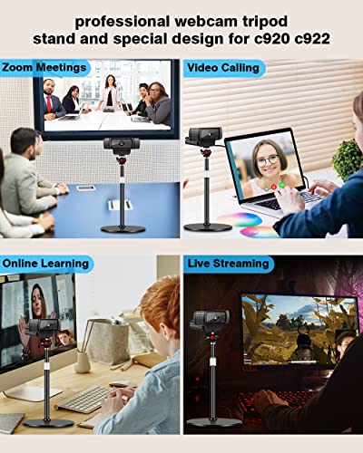 Webcam Tripod Stand for Desk: Webcam Stand for Logitech Brio | C920 | C922 | C615 | C930e - Height & Angle Adjustable Desktop Tripod for Light & 1/4" Thread for Live Streaming | Video Calling - size: 9.2''-15.5''