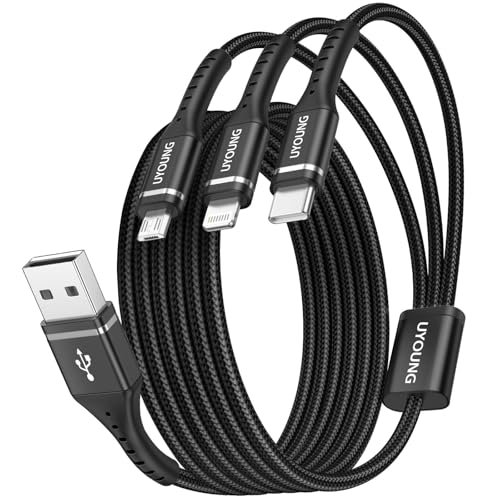 Multi Charging Cable 10FT 2Pack, 3 in 1 Charging Cords Braided Long Universal Phone Charger with Lightning/Type C/Micro USB Ports, Multiple USB Cable for iPhone/Samsung/Google Cell Phones and More - color: Black, size: 10FT, style: USB A to Multiple Conne