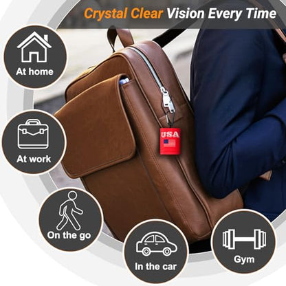 2 Sided Portable Glasses Cleaner, Patriotic Glasses Cloth Keychain,Reusable Microfiber Lens Eyeglasses Cleaning Cloth Pouch for Sunglasses Lens Camera Phone Screens - color: Red White and Blue