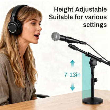 AODSK Desktop Microphone Stand, Height-Adjustable, Compatible with Multiple Microphone Sizes, Non-Slip Stable Base(AS-DMS1)
