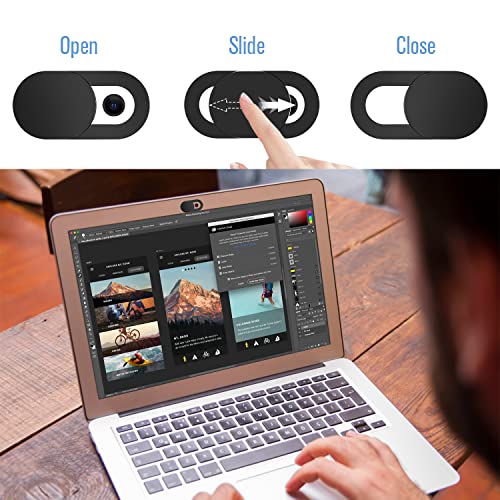 Toojcc Laptop Camera Cover Slide, [8 Pack] Ultra-Thin Webcam Cover Compatible with Camera for MacBook,Laptop,PC,Computer,iMac,iPad. 0.022in Thick Web Blocker Protect Your Privacy and Security - color: 8 Pack black