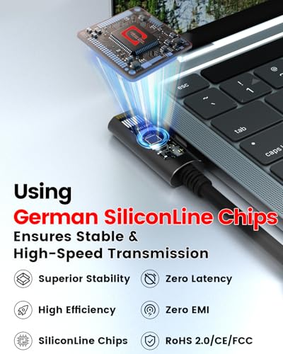 Right Angle USB C Fiber Optic Cable 33 FT, 10Gbps Active USB C Cable with German SiliconLine Chip, USB 3.2 Gen2 Long Distance for Logitech 4K Camera,VR/AR,Video Conference,Webcam,Industrial System - size: 33FT (Right Angle)