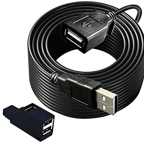 YOTETION 25FT USB 2.0 Extension Cable with Hub, USB A Male to Female, Compatible with USB Flash Drive/Hard Drive, Mouse, Keyboard, Printer, Scanner, Webcam, USB Hub - style: 25ft
