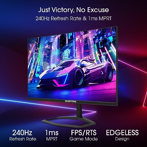 Sceptre 27-inch 240Hz Gaming Monitor 1ms 99% sRGB AMD FreeSync Premium DisplayPort x2 HDMI x2 Build-in Speakers, Machine Black (E278B-FWD240) - style: 27" 240HZ DP X2