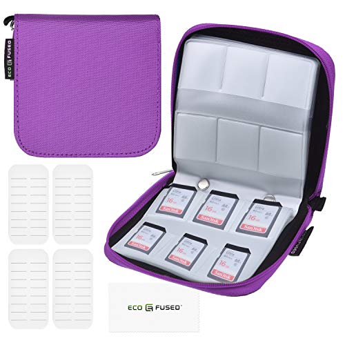 Eco-Fused Memory Card Case - Fits up to 44x SD, SDHC, Micro SD, Mini SD and 4X CF - Holder with 44 Slots (Purple / 44 Slots - 1 Pack) - color: Purple / 44 slots - 1 pack