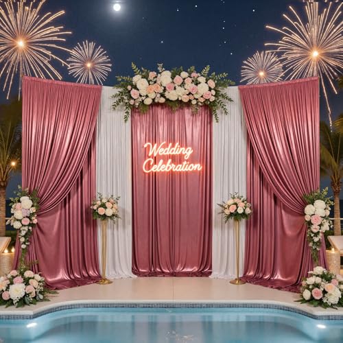 20x10ft Thick Rose Gold Glitter Backdrop Curtain Panels for Parties, Wrinkle Free Sequin Sparking Photo Backdrop Drapes, 4 Panels 5x10ft Shimmer Back Drop Cloth for Wedding Birthday Photography - color: Rose Gold, size: 5'(W) x 10'(H), 4 panels