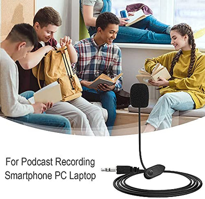 External Lavalier Microphone Wired 3.5mm Jack Hands Free Clip-on Lapel Mic for Podcast Recording Smartphone PC Laptop Durability