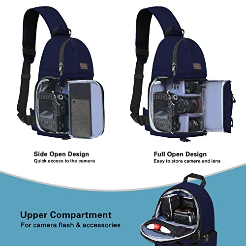 MOSISO Camera Sling Bag, DSLR/SLR/Mirrorless Camera Backpack Case Shockproof Photography Backpack with Tripod Holder & Removable Modular Inserts Compatible with Canon/Nikon/Sony/Fuji, Navy Blue - color: Navy Blue