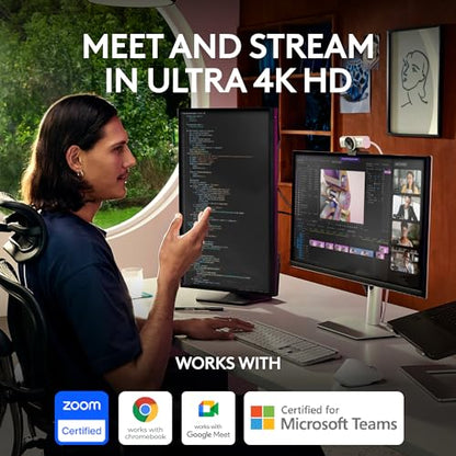 Logitech MX Brio Ultra HD 4K Collaboration, Streaming Webcam, 1080p at 60 FPS, Show Mode, Works with Microsoft Teams, Zoom, Google Meet, Nintendo Switch 2 New GameChat - Pale Gray | 4K at 30fps, Starvis Sensor, Dual Beamforming Mics, Show Mode, Privacy Sh