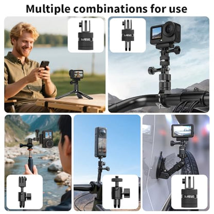 Aluminum 360 Degree Rotation Camera Swivel Mount, Vertical Metal Bracket Adapter Compatible with GoPro Hero 13/12/11/10, DJI Action 6/5 Pro/4, Sony and Other Action Cameras (Adjustable Adapter Mount) - color: adjustable adapter mount