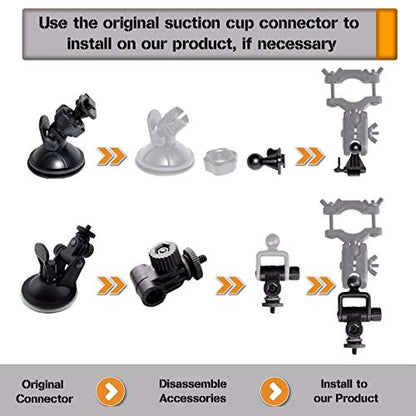 Universal Dash Cam Mount Rear View Mirror Holder with 16 Different Joints Compatible with APEMAN, Falcon F170, Old Shark, Peztio, Rexing V1P, Roav, UGSHDI, Z-Edge and Most Car Dash Camera