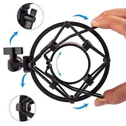 Microphone Shock Mount, Mic Anti-Vibration Suspension Shock Mount Holder Clip for 44mm-49mm Diameter Condenser Mic like MXL V67G V67i V69M V87 550 Studio 24 V76T Babybottle SL