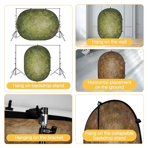 Kate Collapsible Backdrop Pop up Photo Backdrops Foldable Background Portable for Headshot,Portrait Photography,Video,5x6.5ft,Green/Brown