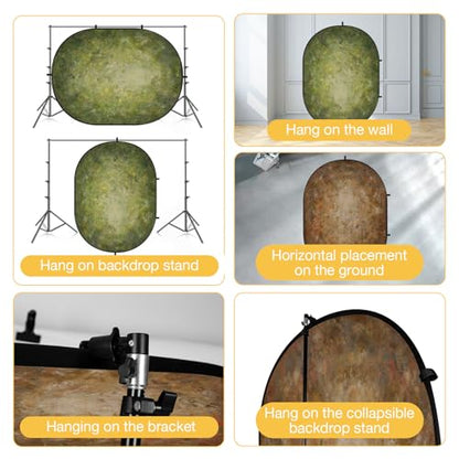 Kate Collapsible Backdrop Pop up Photo Backdrops Foldable Background Portable for Headshot,Portrait Photography,Video,5x6.5ft,Green/Brown