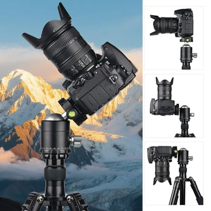 CAVIX 360°Panoramic Ball Head Tripod Head, 18kg(39.7lbs) Load Capacity, 44mm Metal Ball Head with 1/4" Arca-Swiss Quick Release Plate for Tripod Monopod Slider DSLR Camera Camcorder - size: Ball Dia. 44mm