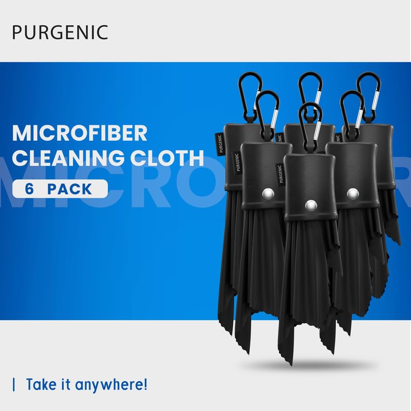 Microfiber Cloth & Glasses Wipes (6 Pack) Lens & Glasses Cleaning Cloth - Eyeglass Cleaner - Camera Lenses & Gadget Delicate Screens - Black - color: Black, size: 6 Pack