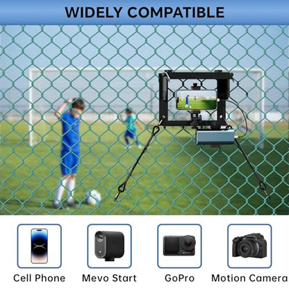Phone Fence Mount with Shade and Power Bank Holder, Mounting Kit Compatible with iPhone, GoPro, Mevo, Action Cameras, Streaming Kit for Recording Baseball, Football, Softball, Rugby, Tennis Games