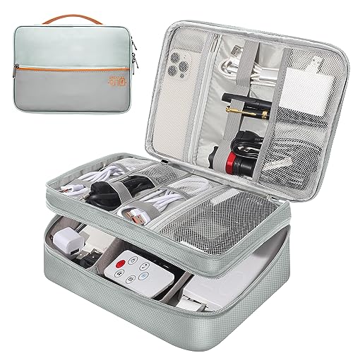 CILLA Electronic Organizer Travel Case, Travel Cord Organizer Case Portable Waterproof Cable Organizer Bag for Charger, Cord, USB, Power Bank, Earphone - color: zipper-gray