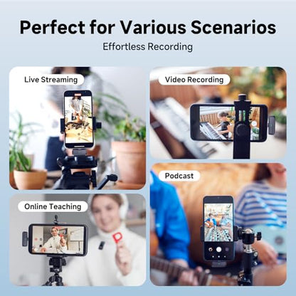 Wireless lavalier Microphone for iPhone 15 16 17 pro Android Phone Mini Mics,130ft 48h Battery, Noise Canceling Lapel Mic System for Sport Speaker Recording Video Facebook tiktok Outdoor