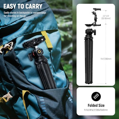 NEEWER Tripod for iPhone with Remote, Mini Flexible Phone Tripod Stand Vlog Selfie Stick with Phone Holder & Action Camera Adapter Compatible with iPhone GoPro Insta360 Samsung Digital Camera, TP35