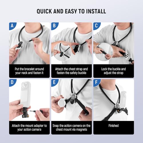 NEEWER GP-76 Magnetic Neck Mount Compatible with GoPro DJI Action Cameras, Quick Release Neck Holder with Air Cushion & Adjustable Chest Strap, Accessories Kit for POV Video Recording Vlogging - style: GP-76