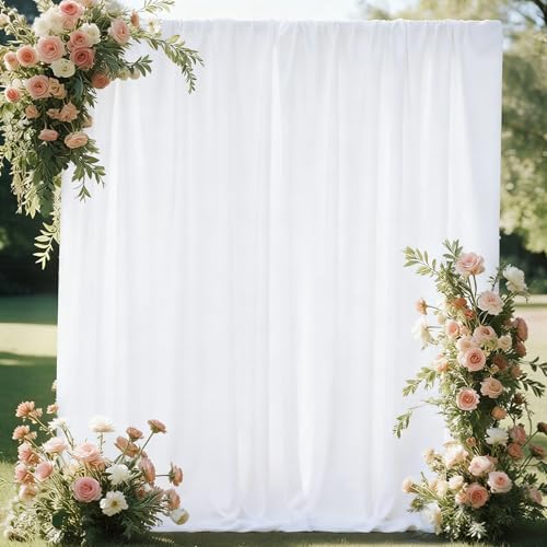 10x10FT White Backdrop Curtains for Parties, White Photo Backdrop Curtain Wrinkle-Resistan Drapes Panels for Party Birthday Wedding Halloween Decoration Photography, 5x10FT, 2 Panels - color: White, size: 5x10FT(2 panels)