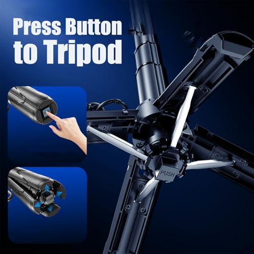 4 in 1 Magnetic Tripod Pocket Selfie Stick Extends to 1.5ft (47.5cm) Cell Phone Stand Portable Camera Grip Handle with Wireless Detachable Remote Control for Photograph/Live Streaming/Video