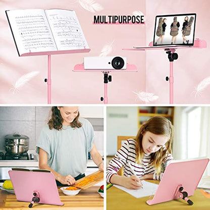CAHAYA Sheet Music Stand & Tabletop Music Stand Solid Back with Carrying Bag for Books Notes Laptop Tablet Pink CY0194 - color: Pink, size: Standard Version