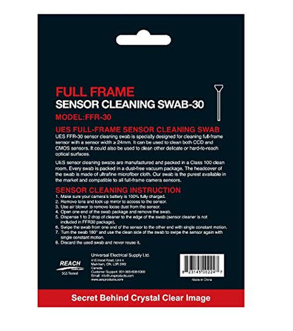 UES FFR-30 DSLR or SLR Digital Camera Sensor Cleaning Swabs for Full-Frame Sensors (30 X 24mm Swabs, NO Liquid Cleaner) - style: 30 Swabs