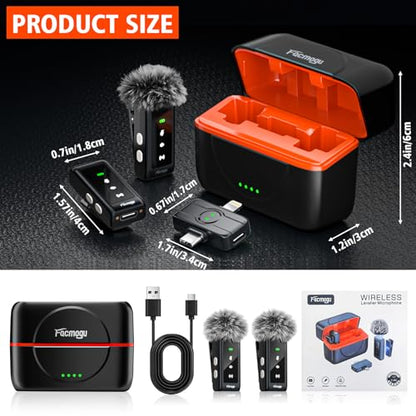 K80 Professional Mini Wireless Lavalier Microphone for iPhone Android Tablets (Lightning/USB C), Noise Reduction & Voice Changer, Magnetic Mini Lav Mic Lapel Clip on Mic for YouTube, TikTok, Vlogging - color: K80 All-in-One Pro Lavalier Mic (with Windscre