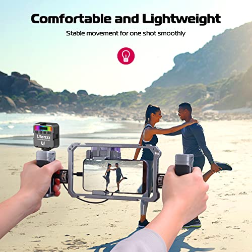 ULANZI Universal Phone Video Rig Kit with Handles, Aluminum Handheld Stabilizer Phone Video Filmmaking Grip for Video Maker Videographer with Cold Shoe for iPhone 16 15 14 13 Mini Pro Max 8 Plus