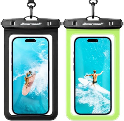 Hiearcool Waterproof Phone Pouch,Waterproof Phone Case for iPhone 17 16 15 14 13 Pro Max Plus up to 8.9",IPX8 Cellphone Dry Bag for Beach Cruise Travel Black&Olive Green-2Pack - color: Black&Olive Green
