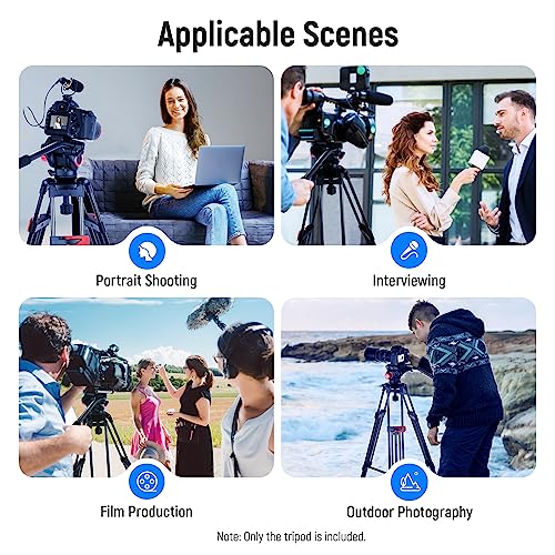 NEEWER 79"/200cm Video Tripod, Heavy Duty Aluminum Alloy Camera Tripod Stand with 360° Fluid Drag Head, QR Plate Compatible with Canon Nikon Sony and Other DSLR Camera Camcorder, Load Up to 17.6lb/8kg - style: TP-M200