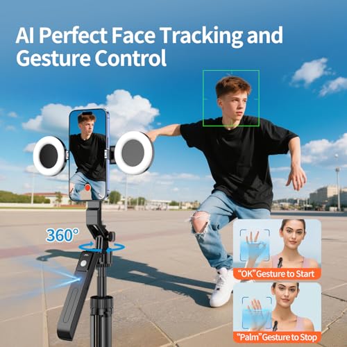 yAyusi Magnetic Vlogging Kit for iPhone/Android, 71" Auto Face Tracking Tripod for iPhone with Light, Magnetic Microphone/Remote Control, Content Creator Essentials Starter Kit for TikTok and YouTube