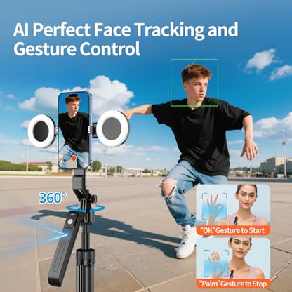 yAyusi Magnetic Vlogging Kit for iPhone/Android, 71" Auto Face Tracking Tripod for iPhone with Light, Magnetic Microphone/Remote Control, Content Creator Essentials Starter Kit for TikTok and YouTube