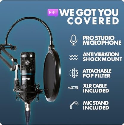 Movo PodPak2A 2-Pack Universal Cardioid Condenser Microphone Kit with Articulating Scissor Arm Mic Stand, Shock Mount, and Gooseneck Pop Filter - Podcast Equipment Set for YouTube, Podcast, Streaming - style: 2 Pack