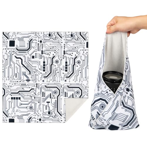 Walking Way Protective Wrap, Self-Adhesive Magic Cloth Camera Wrap, Storage Cloth, Anti-Scratch, Dustproof, Washable Lens Pouch for DSLR, Smartphones, Laptops, Cosmetic - color: Circuit, size: 9.84 inch
