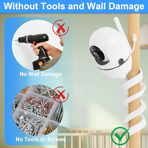 Flexible Baby Monitor Mount for HelloBaby HB6550/Pro/HB6560/HB6240/HB65/HB6351/HB6339/ HB66 Baby Camera Mount Adjustable Long Gooseneck Bracket, Baby Monitors Holder No Tools or Wall Damage (20 inch) - size: Flexible Mount