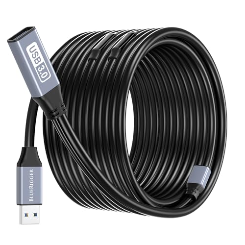 BlueRigger Active USB 3.0 Extension Cable 100FT (5 Gbps USB Extender Cord, in-Wall CL3 Rated) - Long USB Extension Cable for Webcam, VR Headset, Printer, Hard Drive, Keyboard, Mouse - color: Grey USB 3.0, size: 100FT