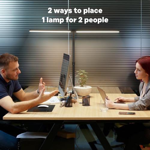 LED Desk Lamp for Home Office, 24W Computer Desk Light with Remote Control, Bright Table Lamp with Clamp Dimmable Tall Desktop Lighting with Bendable Gooseneck, Double Head, Black - style: Clamp Version - Black